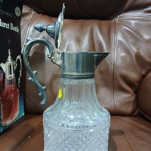 Glass and Silver-Tone Claret Bottle- Clear